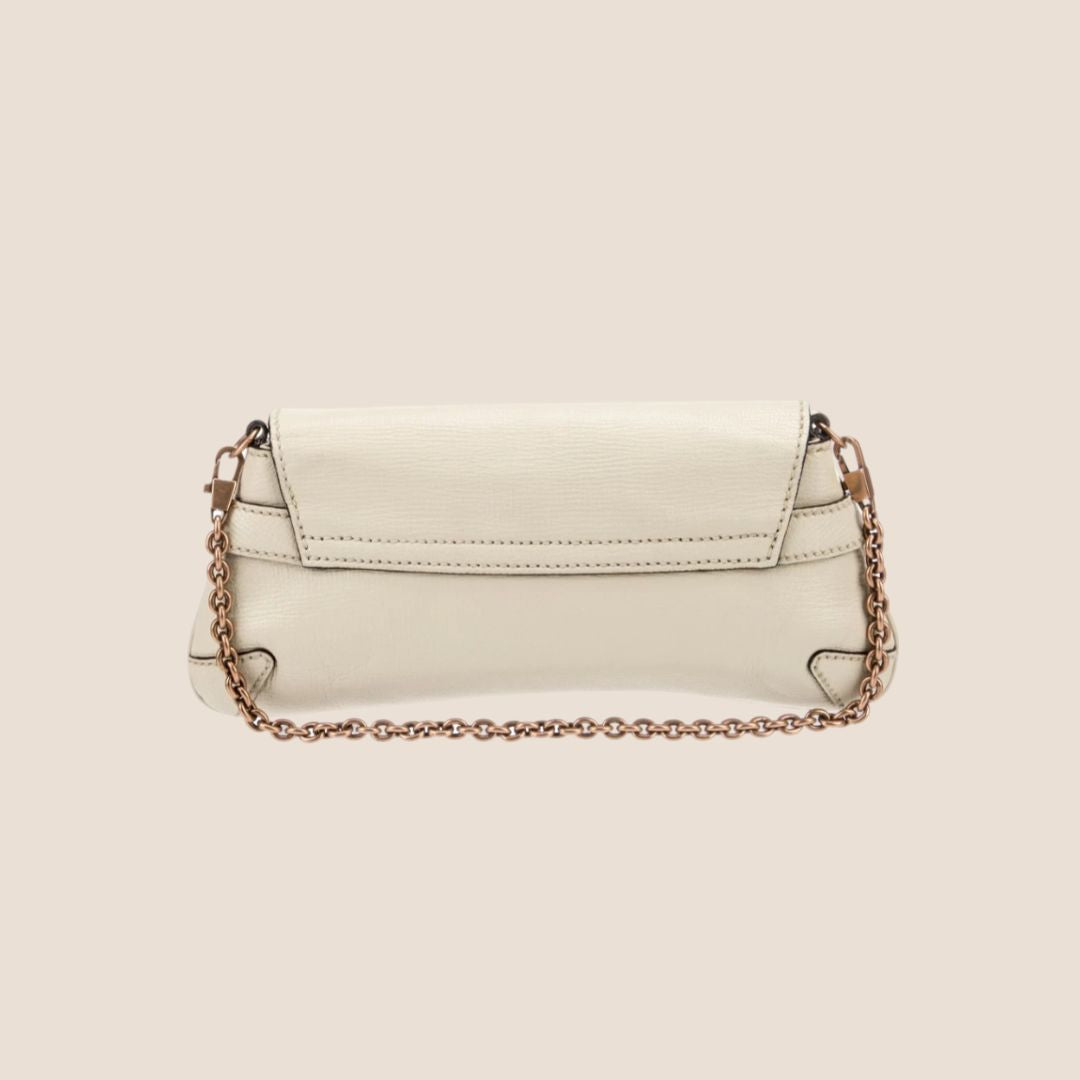 GUCCI CREAM LEATHER HORSEBIT CHAIN CLUTCH BAG