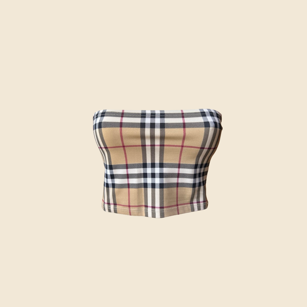 BURBERRY NOVA CHECK STRAPLESS TUBE TOP