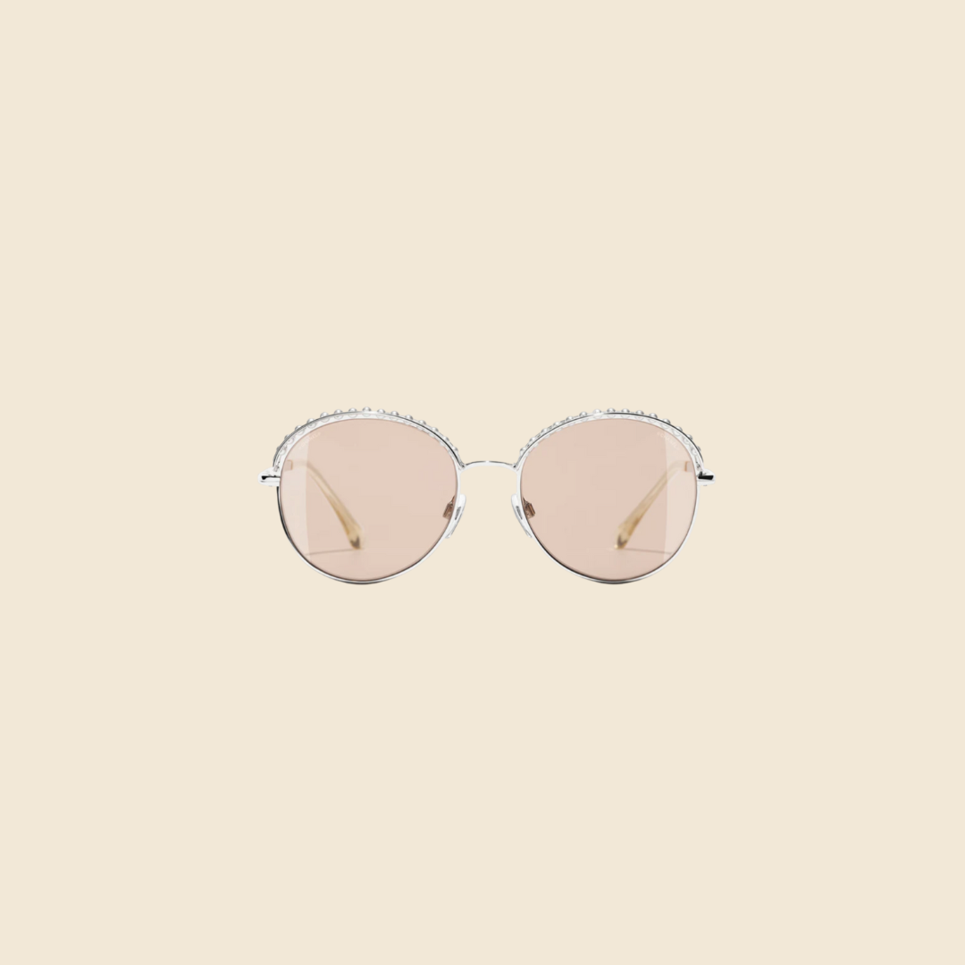 Chanel round deals sunglasses pearl