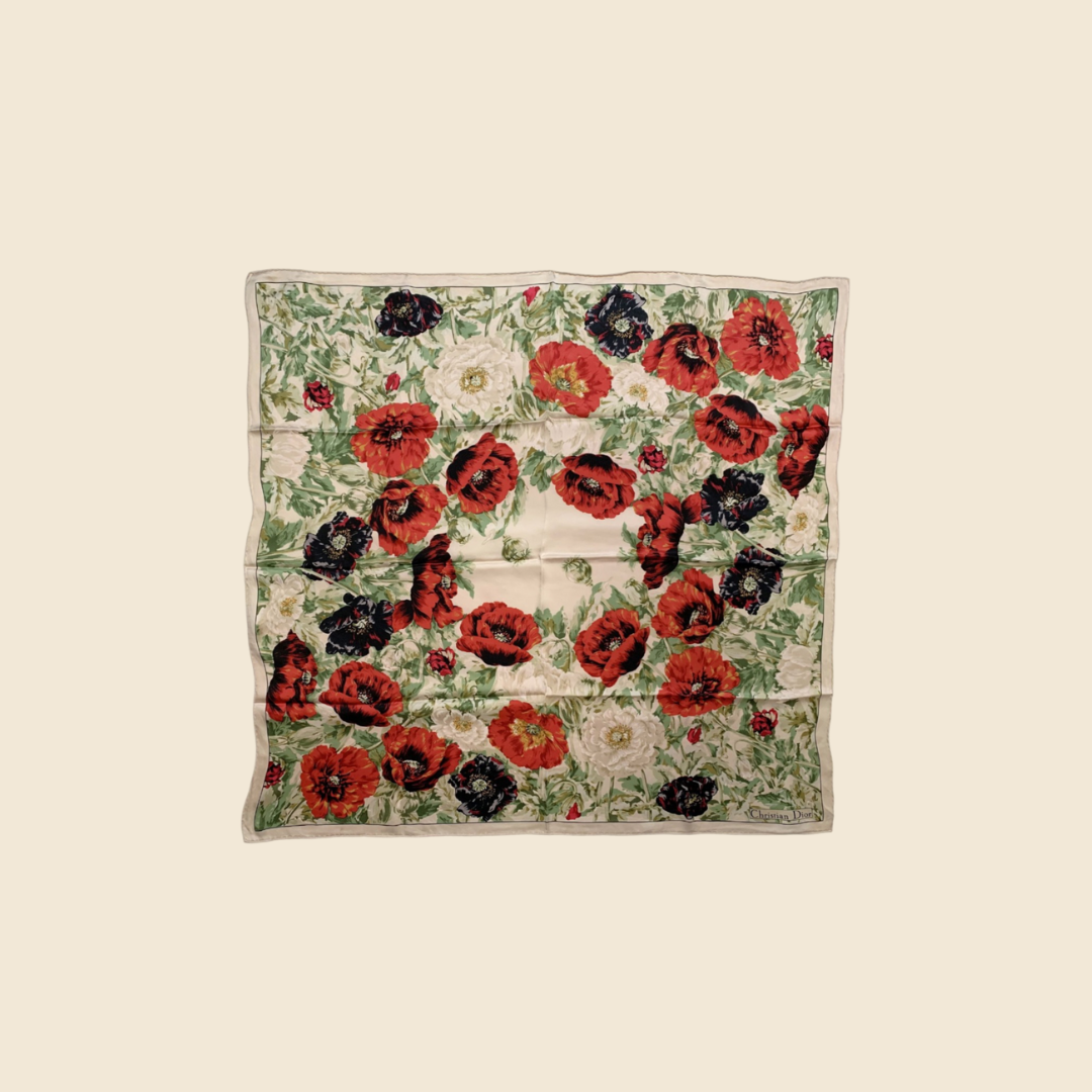 CHRISTIAN DIOR SILK FLOWER PRINT SCARF – RDB - Main Image