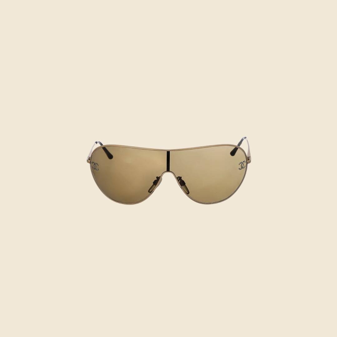 Chanel shield sunglasses sales gold