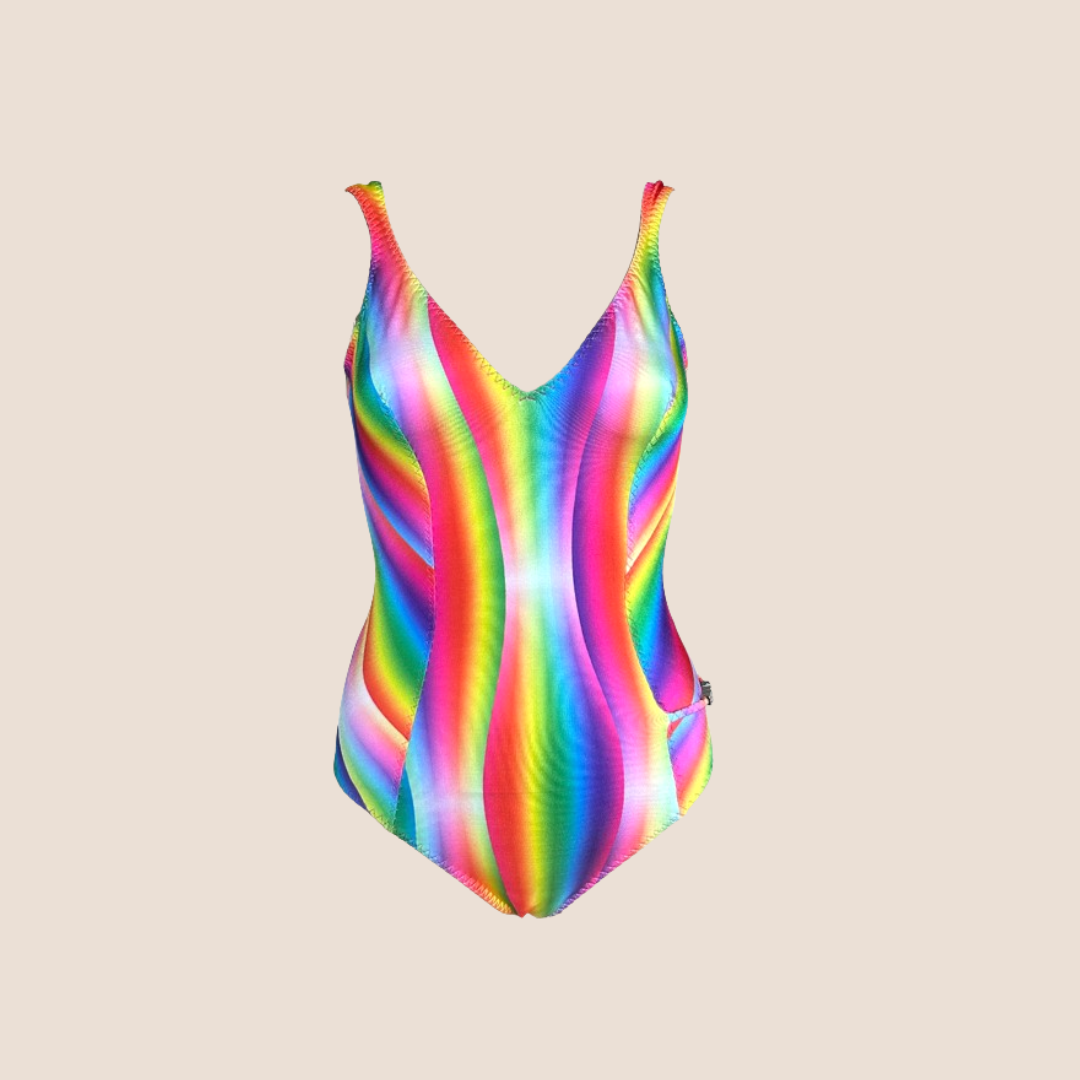 CHRISTIAN DIOR SS 2005 RAINBOW LOGO SWIMSUIIT