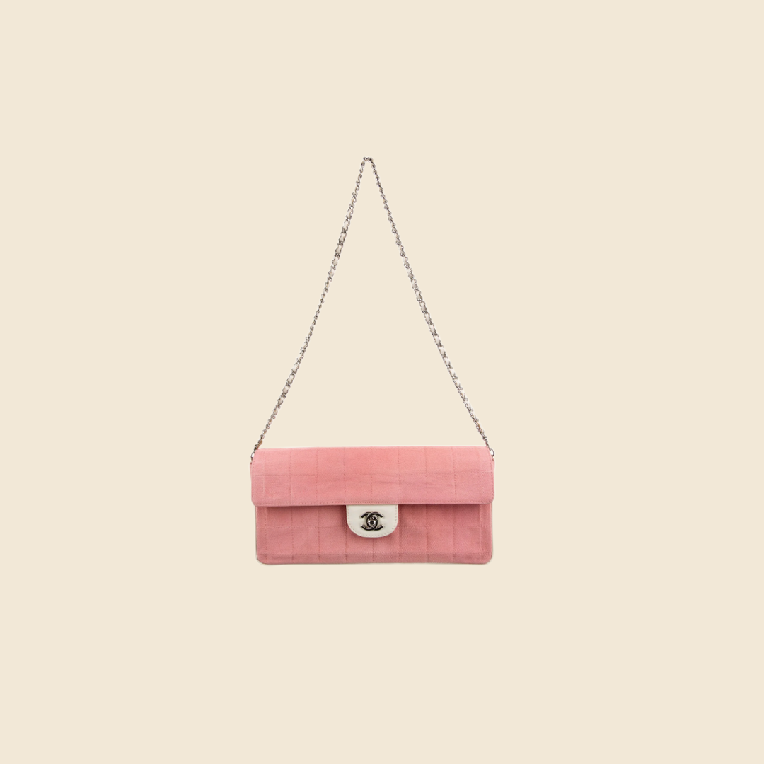 CHANEL EAST WEST PINK CHOCOLATE BAR CHAIN FLAP BAG