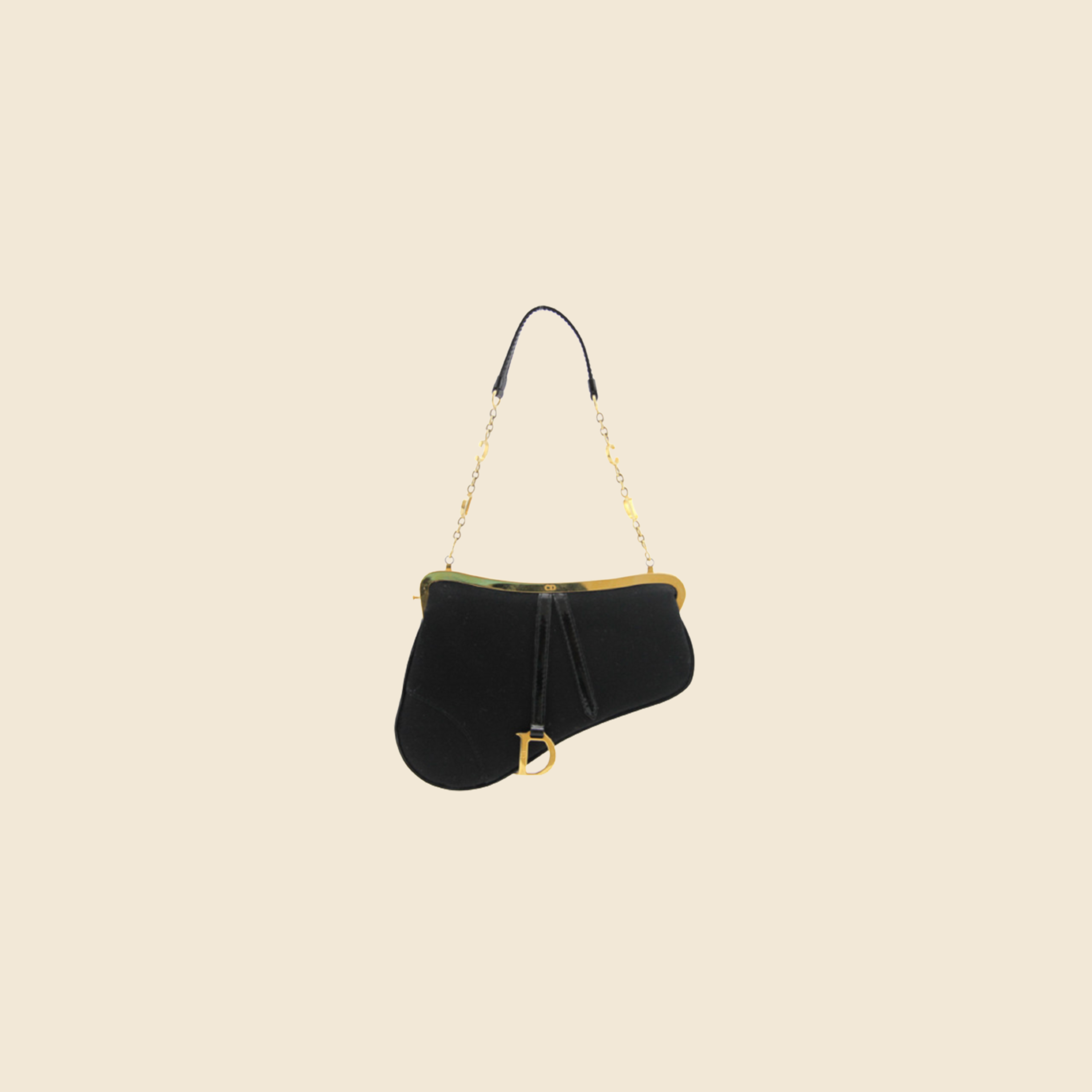 CHRISTIAN DIOR BLACK SATIN MINI SADDLE BAG RDB