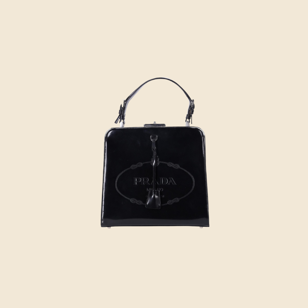 PRADA SPAZZOLATO BLACK LOGO FRAME BAG RDB