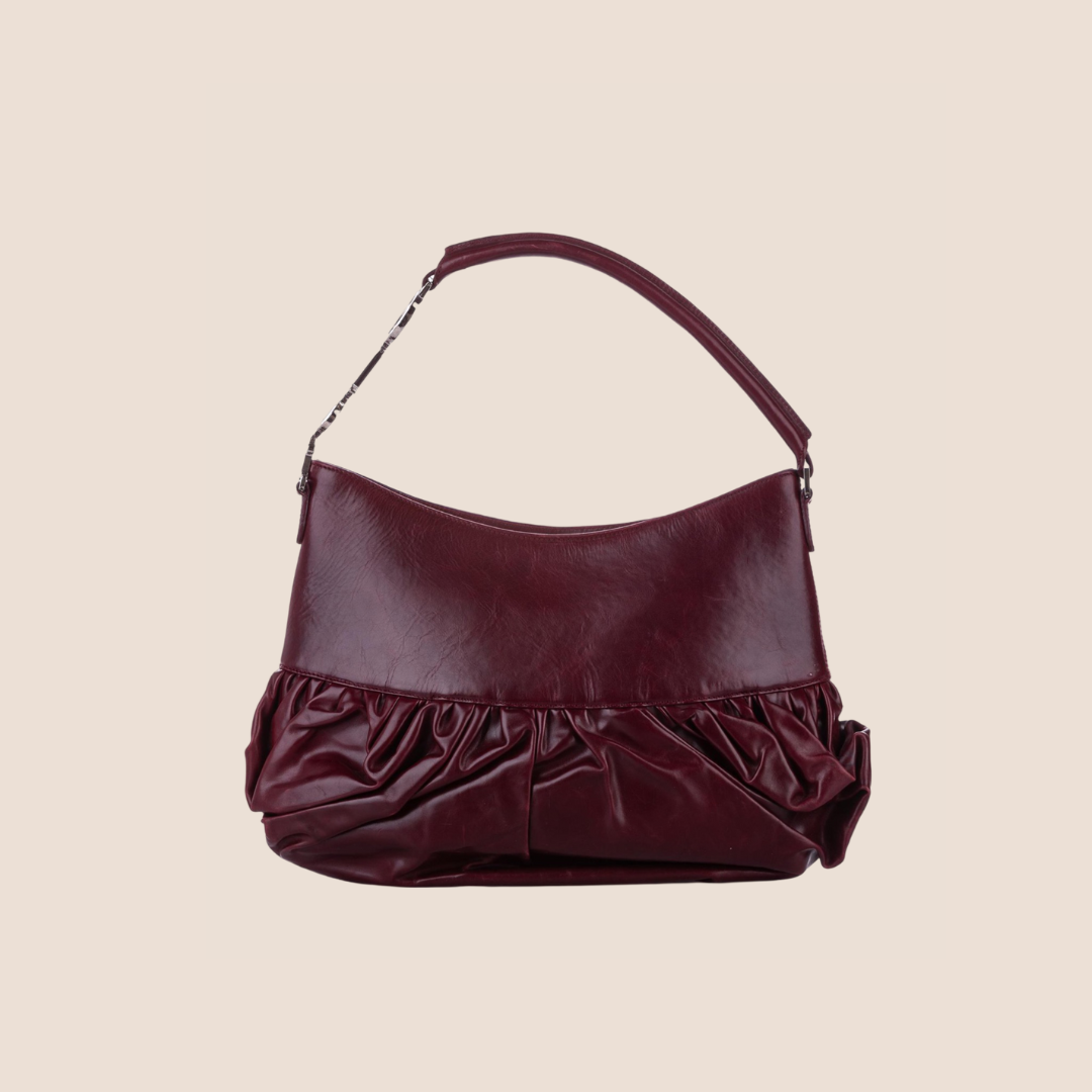 CHRISTIAN DIOR 2007 BURGUNDY LEATHER CORSET BAG