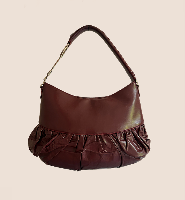 CHRISTIAN DIOR 2007 BURGUNDY LEATHER CORSET BAG