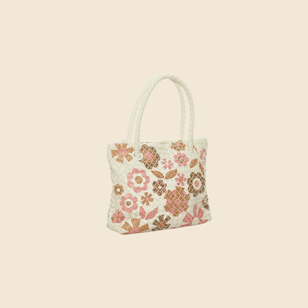 BOTTEGA VENETA INTRECCIATO FLORAL LEATHER HANDBAG