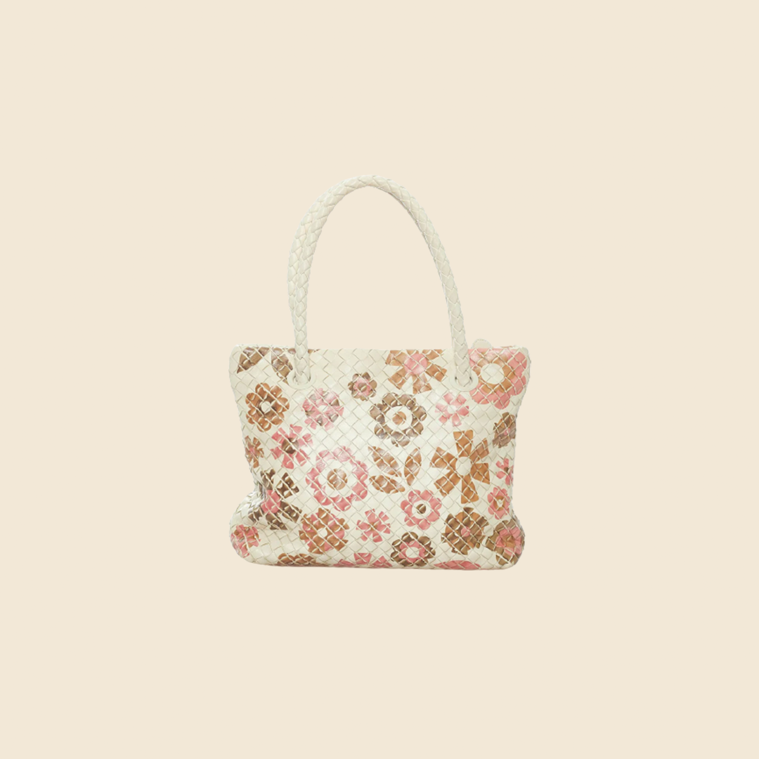 BOTTEGA VENETA INTRECCIATO FLORAL LEATHER HANDBAG