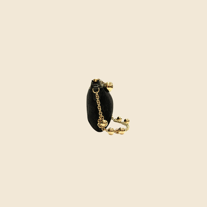 GUCCI BLACK VELVET GG CHARMS CHAIN POCHETTE