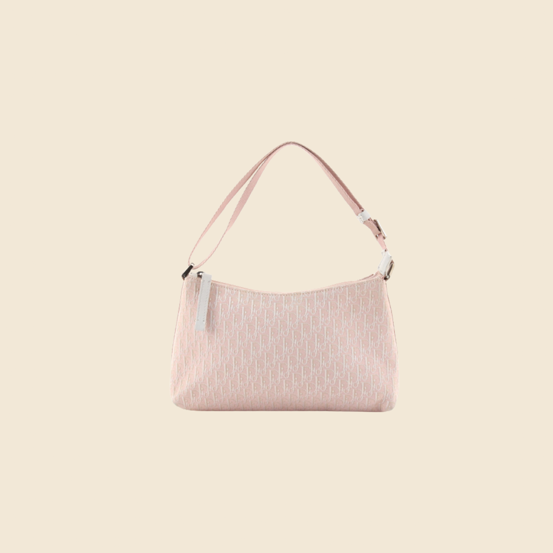 CHRISTIAN DIOR PINK DIORISSIMO CANVAS SHOULDER BAG