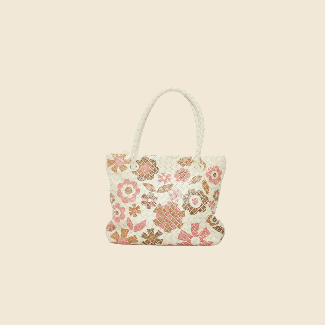 BOTTEGA VENETA INTRECCIATO FLORAL LEATHER HANDBAG