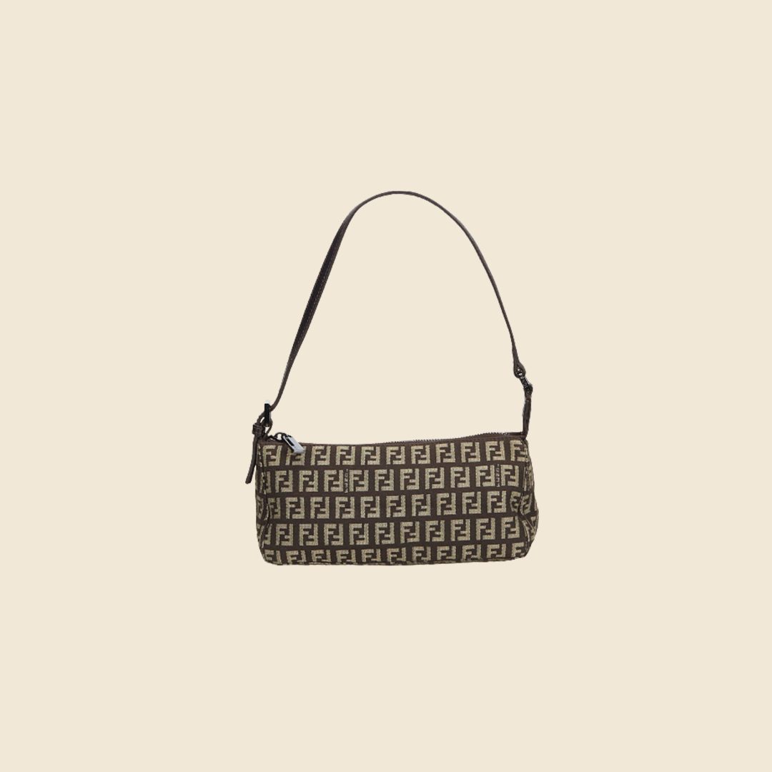 FENDI BROWN ZUCCHINO BAGUETTE BAG