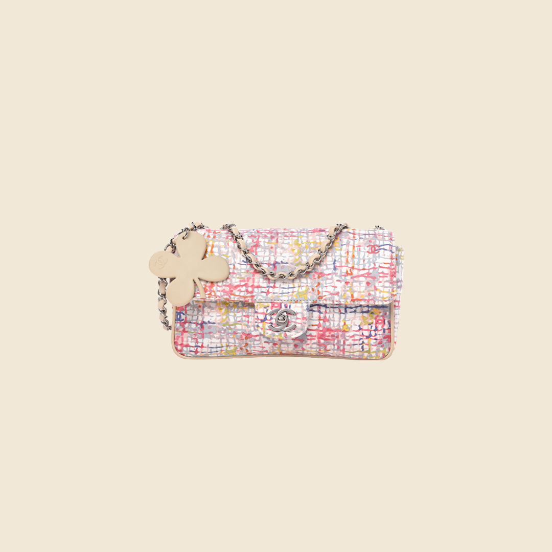 CHANEL WATERCOLOR PRINTED CANVAS AND LEATHER GOLD-TONE SHOULDER BAG