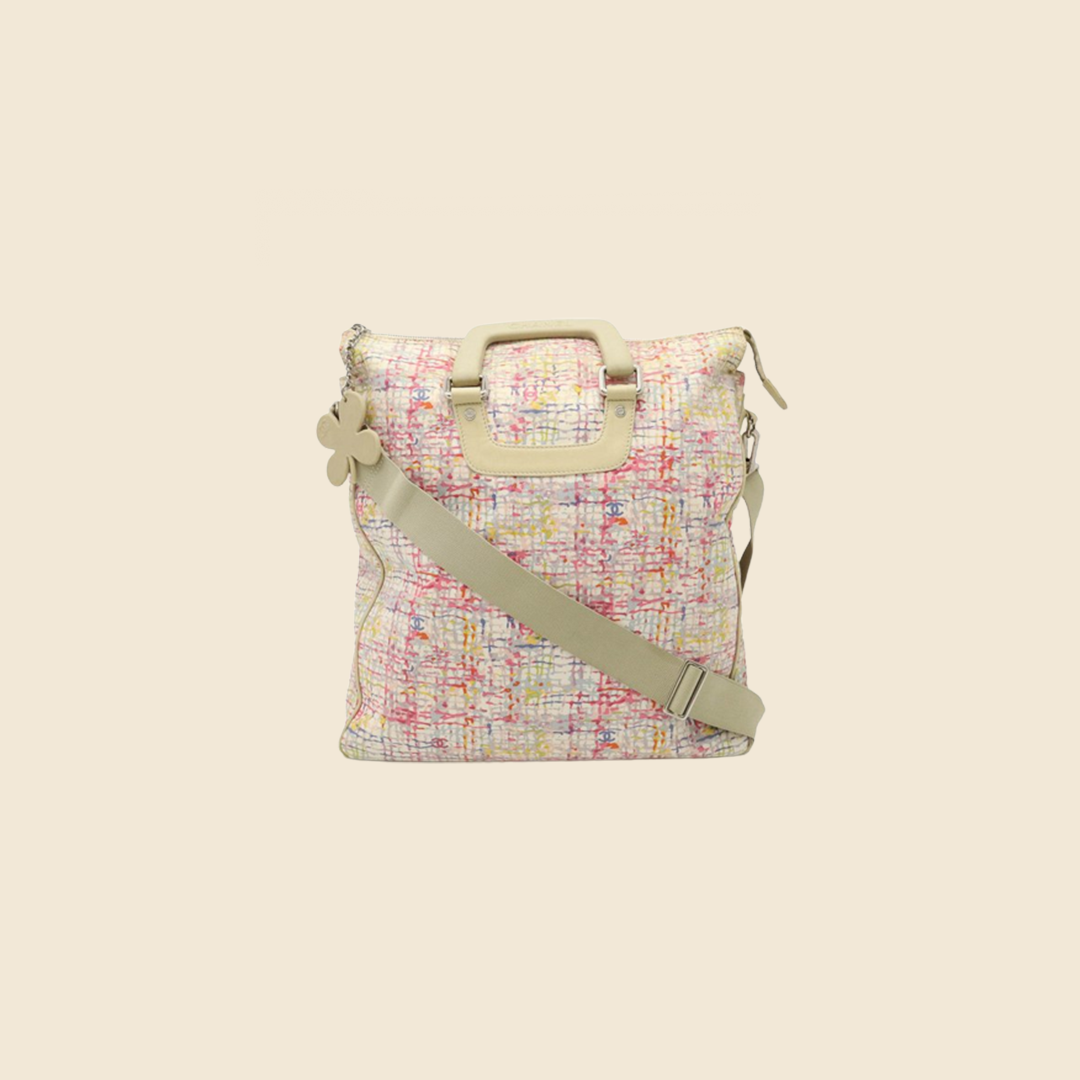 CHANEL MULTICOLOR CANVAS CLOVER TOTE BAG