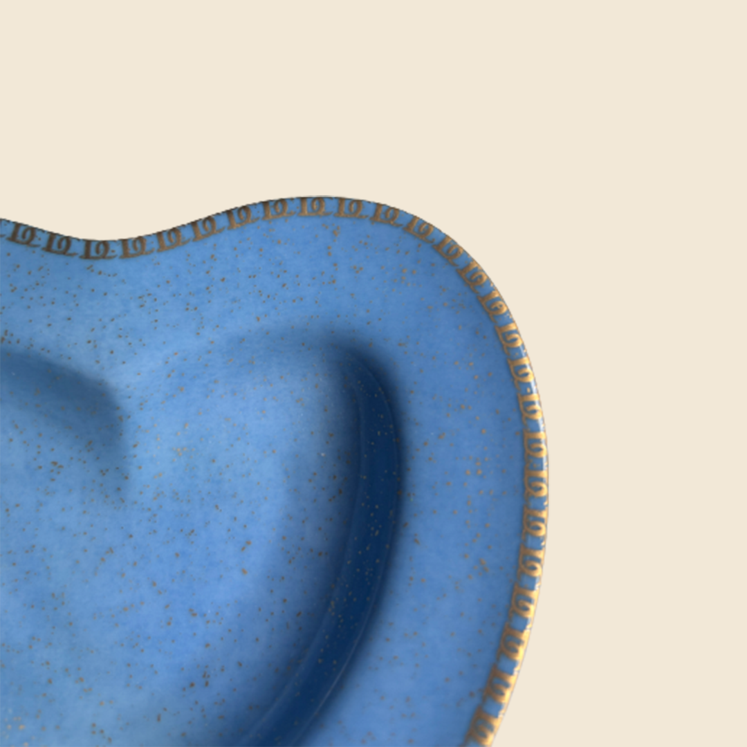 CHRISTIAN DIOR 90s BLUE HEART PORCELAIN JEWELRY TRAY