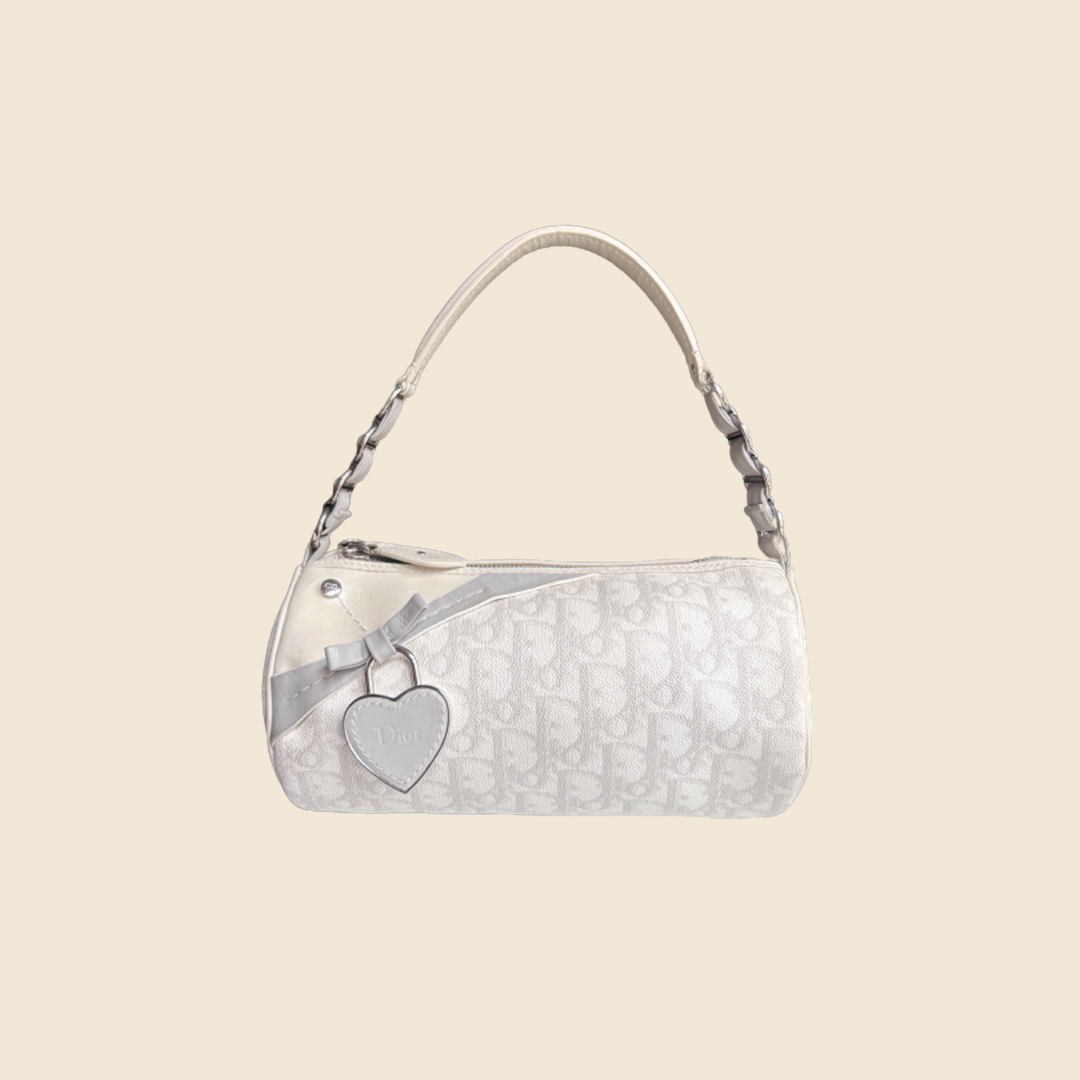 CHRISTIAN DIOR GREY ROMANTIQUE BARREL BAG