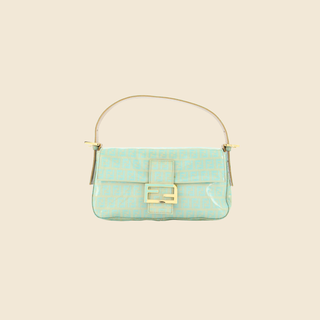 FENDI BLUE ZUCCHINO VINYL BAGUETTE BAG