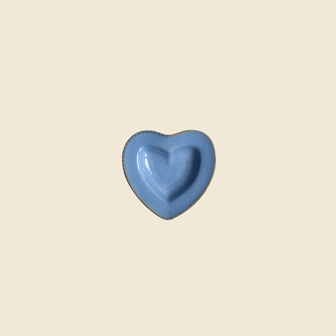 CHRISTIAN DIOR 90s BLUE HEART PORCELAIN JEWELRY TRAY