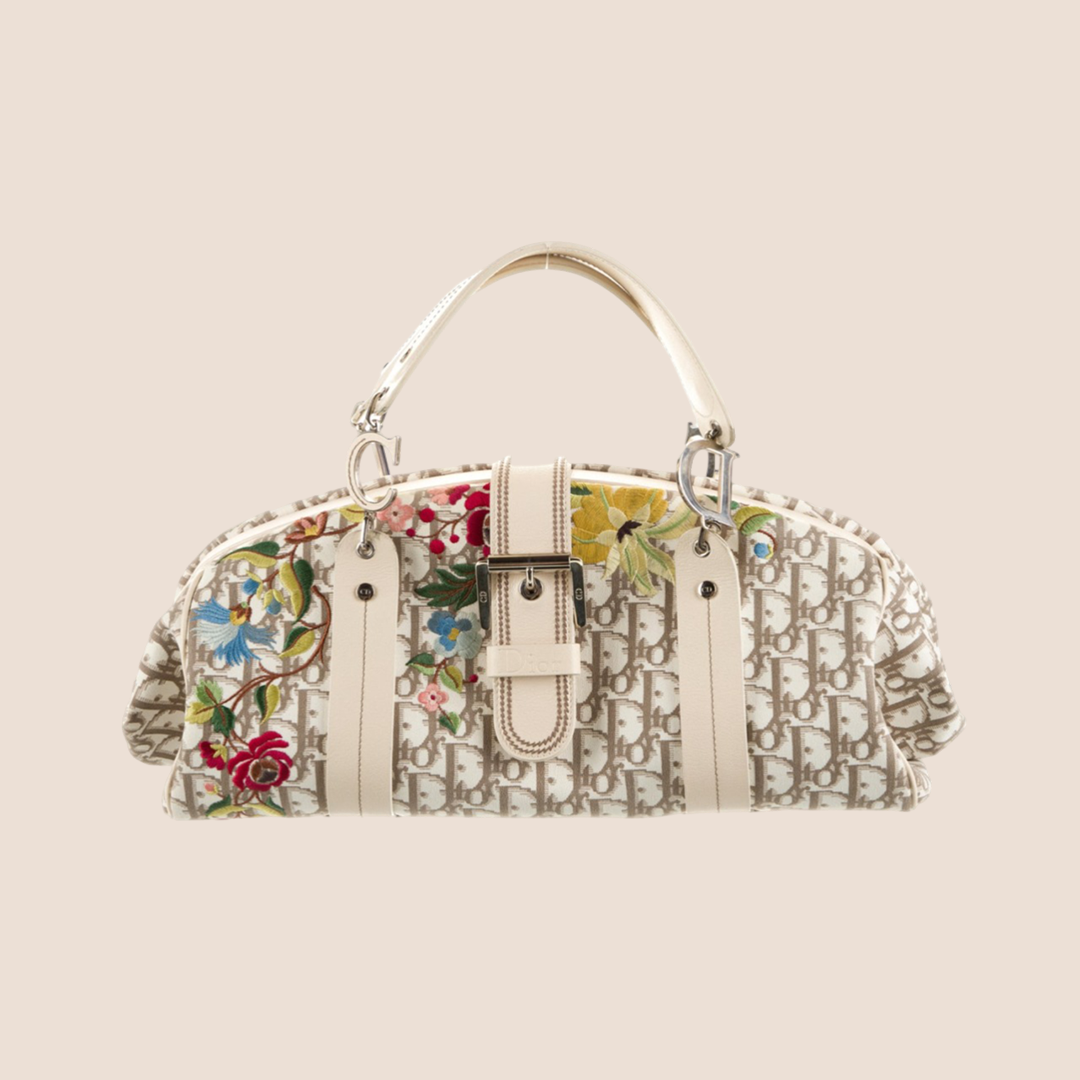 CHRISTIAN DIOR 2005 DIORISSIMO FLORAL EMBROIDERED TROTTER BAG – RDB CHRISTIAN DIOR 2005 DIORISSIMO FLORAL EMBROIDERED TROTTER BAG – RDB