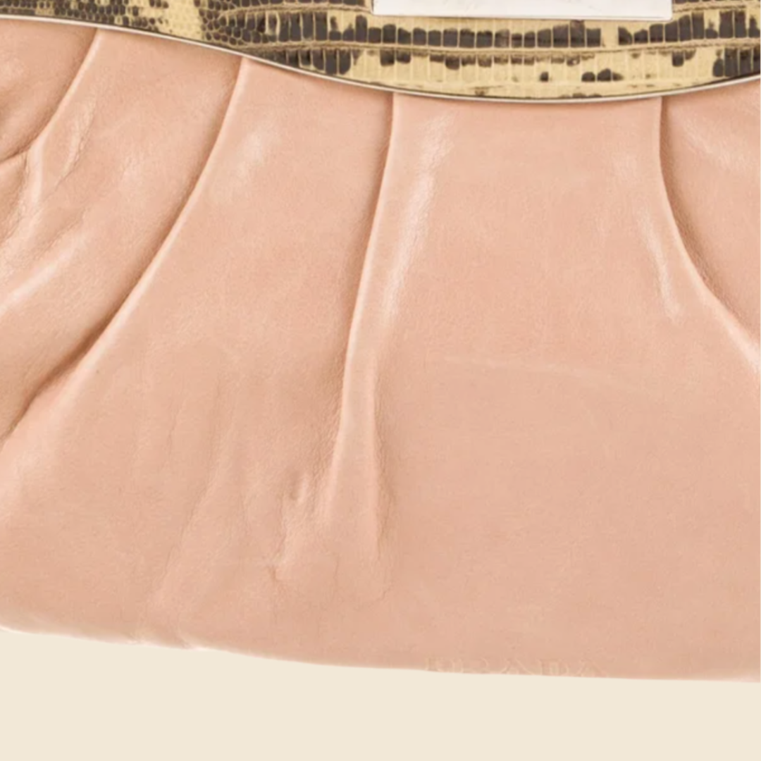 PRADA PINK VITELLO SKIPPER CHAIN CLUTCH BAG