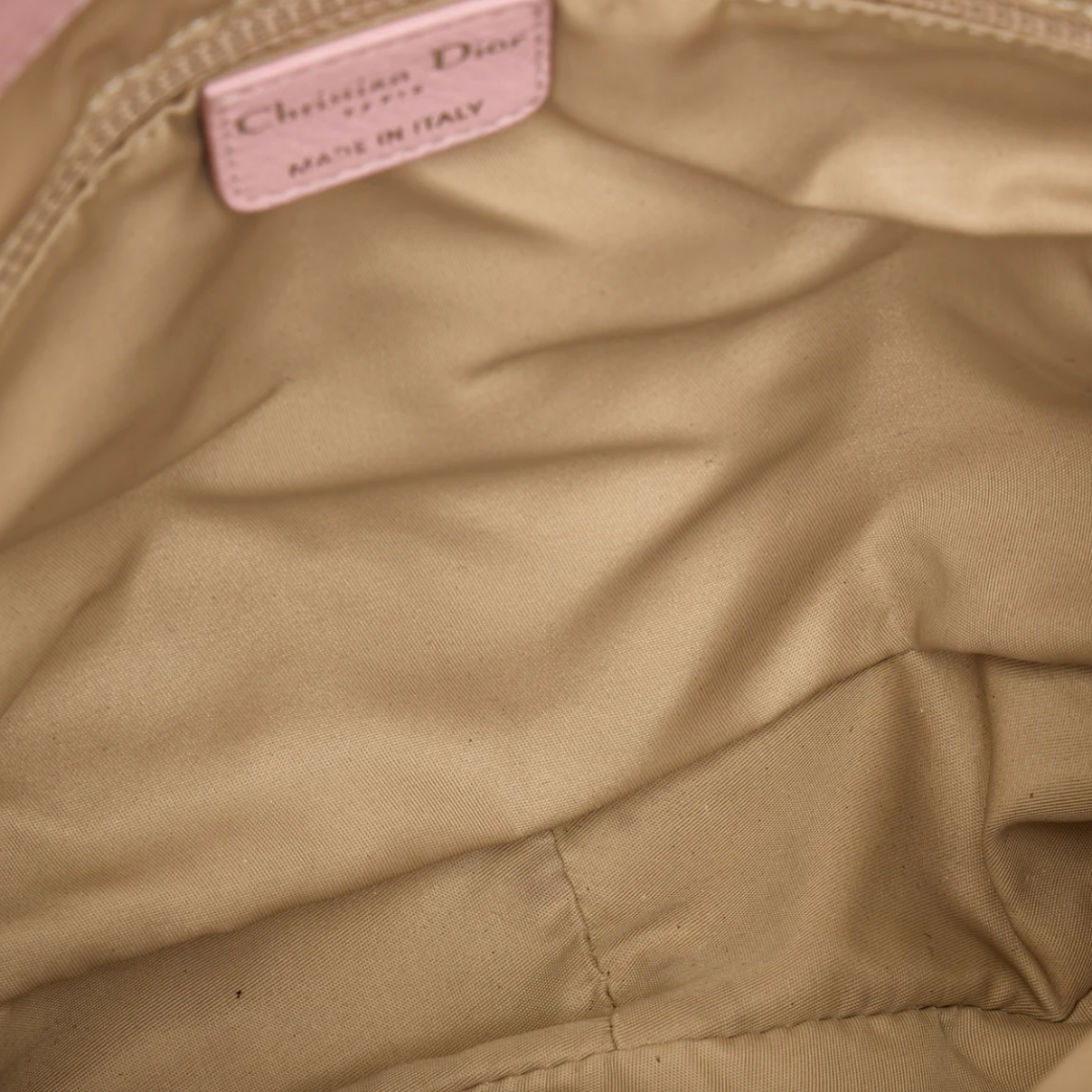 CHRISTIAN DIOR PINK & BEIGE DIORISSIMO CANVAS HOBO BAG