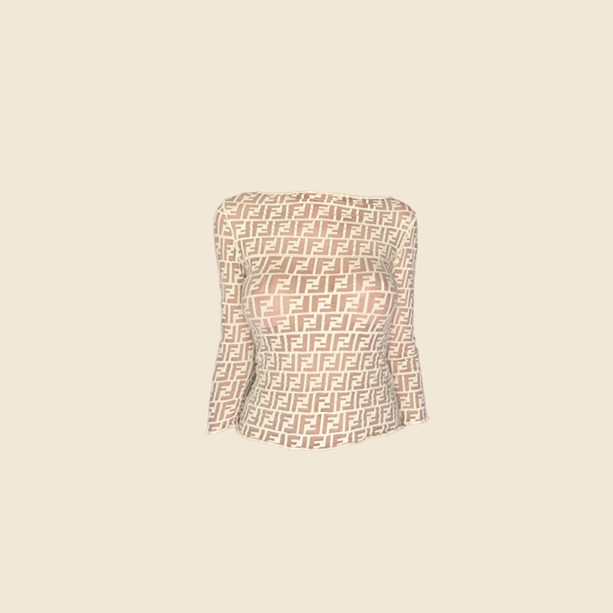 FENDI 1990s ZUCCA NUDE TOP