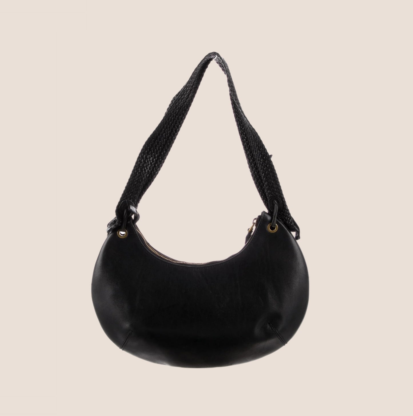GUCCI BY TOM FORD BLACK LEATHER BRAIDED HALF MOON HOBO BAG