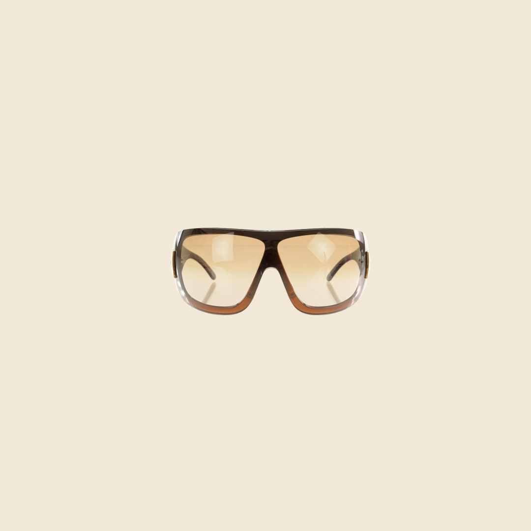 CHANEL CC LOGO BROWN WRAP SUNGLASSES