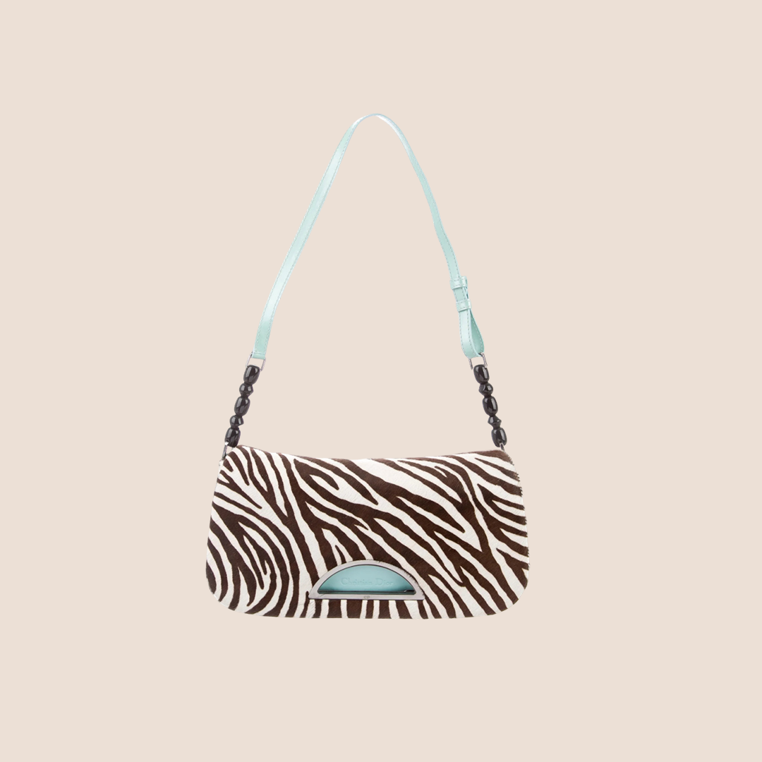 CHRISTIAN DIOR PONY HAIR ZEBRA PRINT MALICE SHOULDER BAG – RDB
