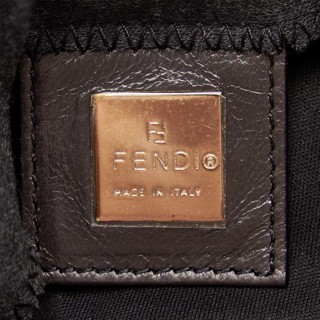 FENDI 2009 GREY CANVAS DOUBLE FLAP SHOULDER BAG