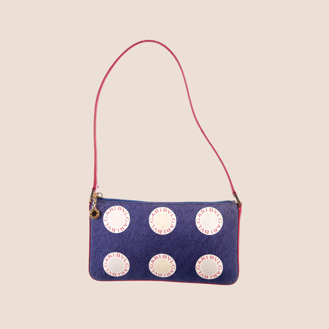 BVLGARI 2000s BLUE & RED PRINTED SHOULDER BAG