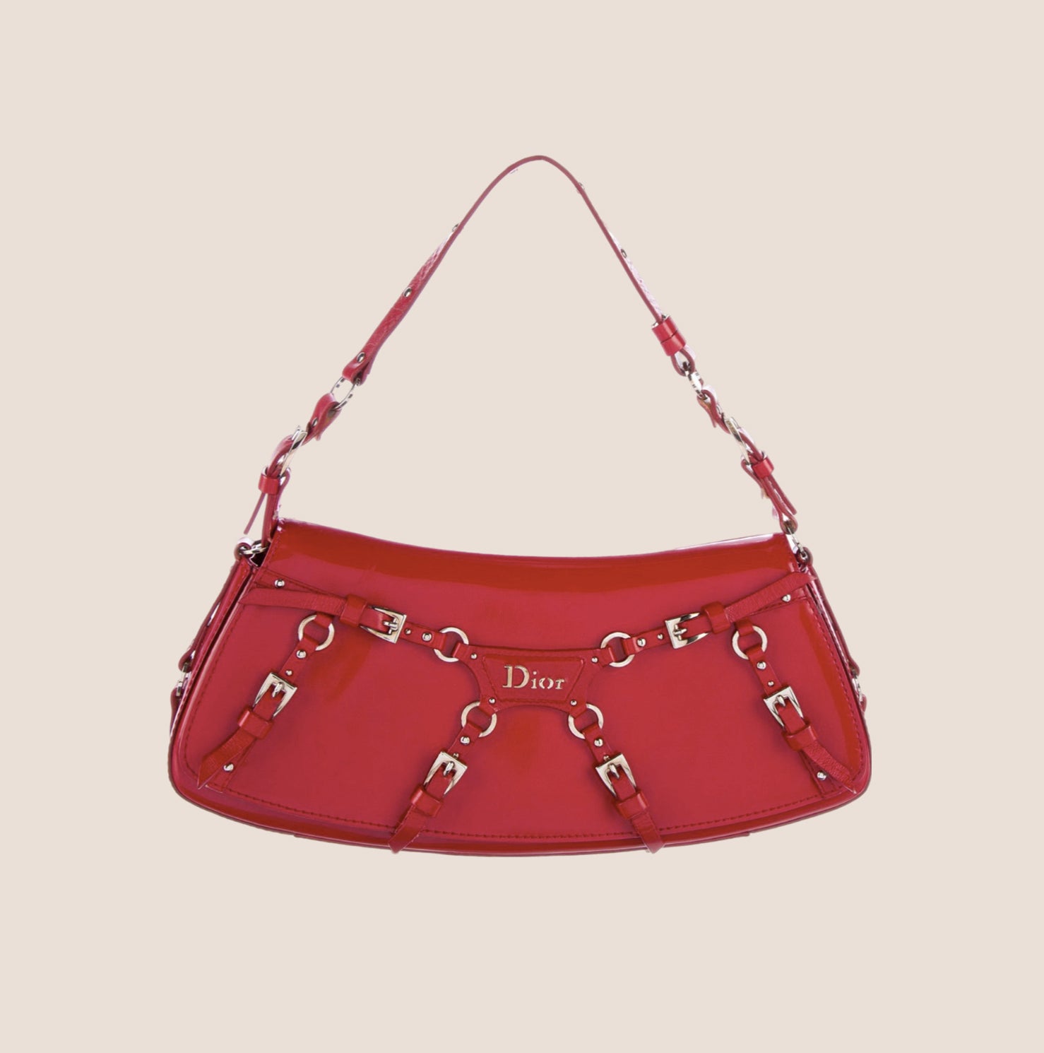 CHRISTIAN DIOR 2003 RED LEATHER BONDAGE BAG – RDB