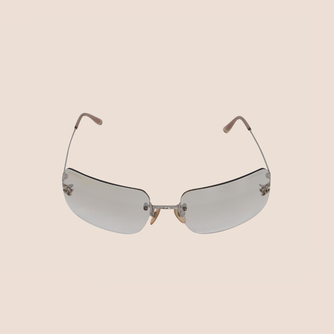 CHANEL CC LOGO TRANSPARENT RIMLESS SUNGLASSES RDB