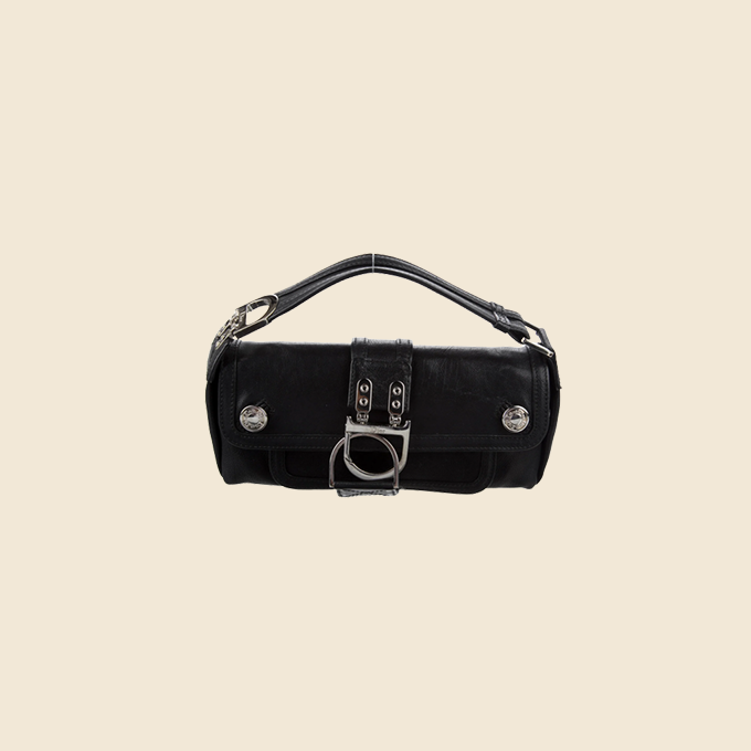 CHRISTIAN DIOR BLACK LEATHER EAST WEST FLIGHT BAG