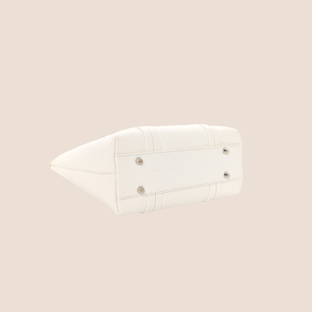 CHRISTIAN DIOR WHITE LEATHER SMALL DOME BAG
