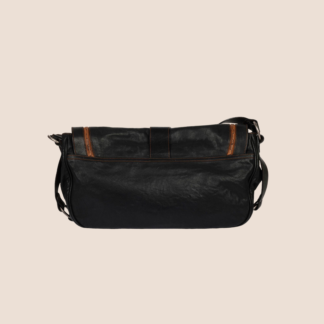 CHRISTIAN DIOR 2006 BLACK LEATHER GAUCHO SADDLE BAG