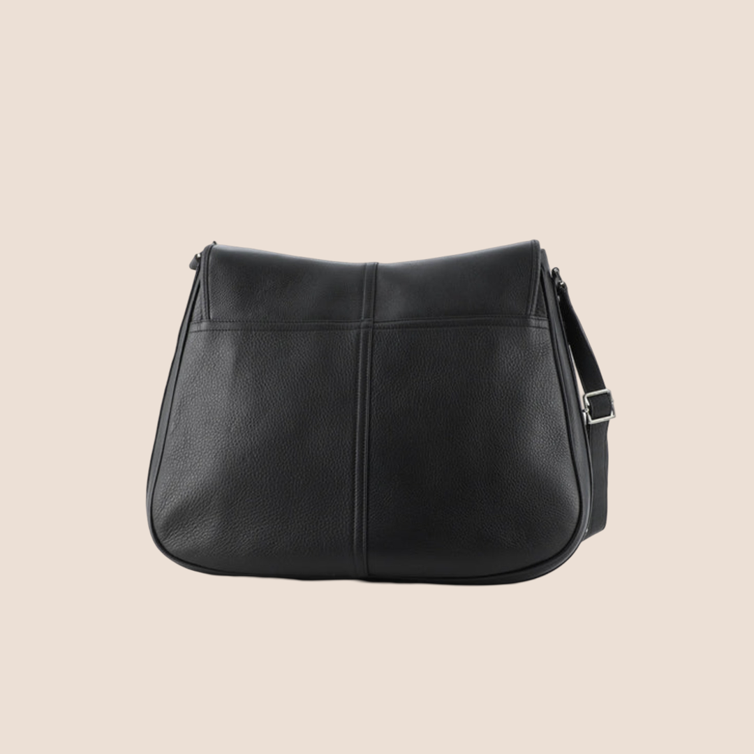 CHRISTIAN DIOR CD BLACK LEATHER FLAP CROSSBODY BAG
