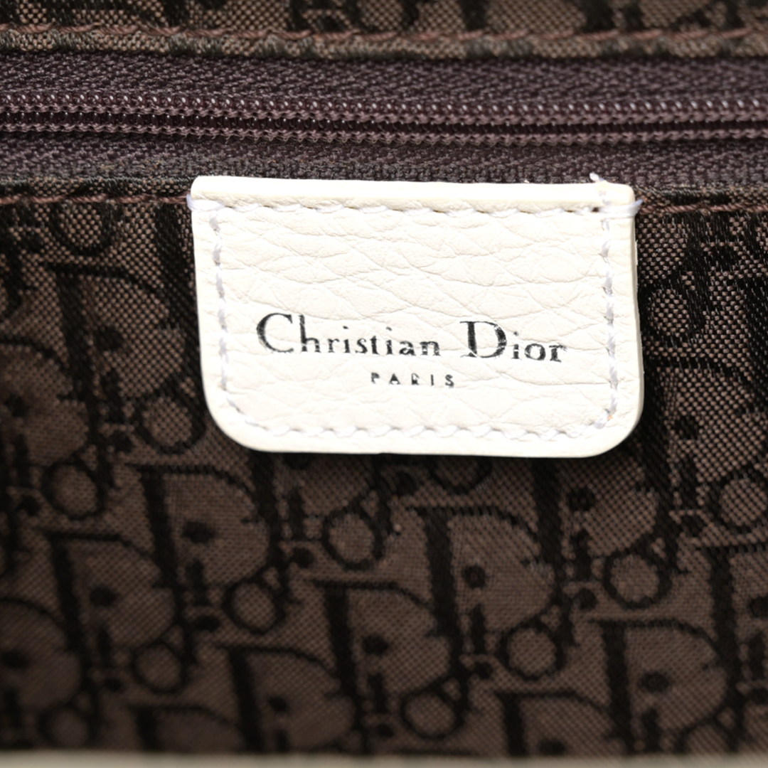 CHRISTIAN DIOR WHITE LEATHER SMALL DOME BAG