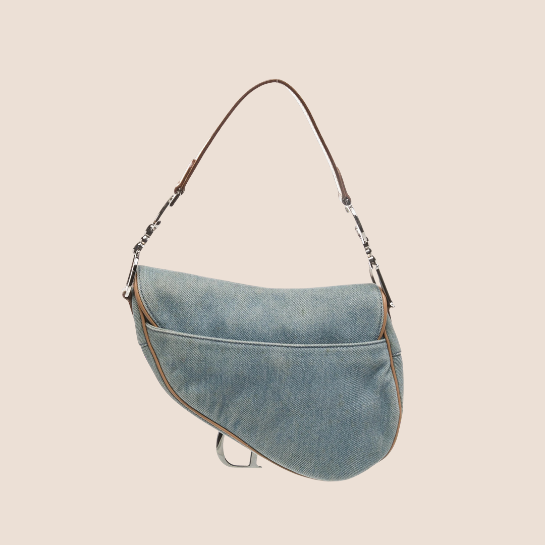 CHRISTIAN DIOR 2002 BLUE DENIM SADDLE BAG