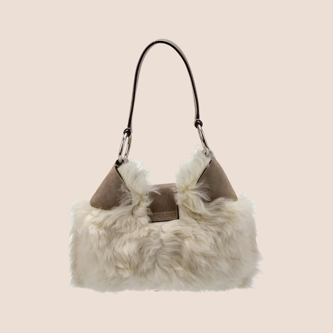 PRADA BROWN FUR MOON BAG