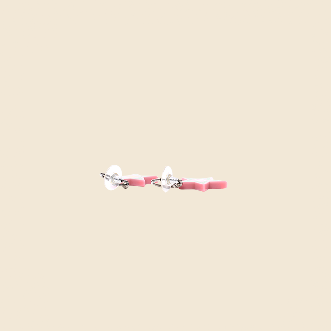 CHANEL CC STAR PINK RESIN EARRINGS