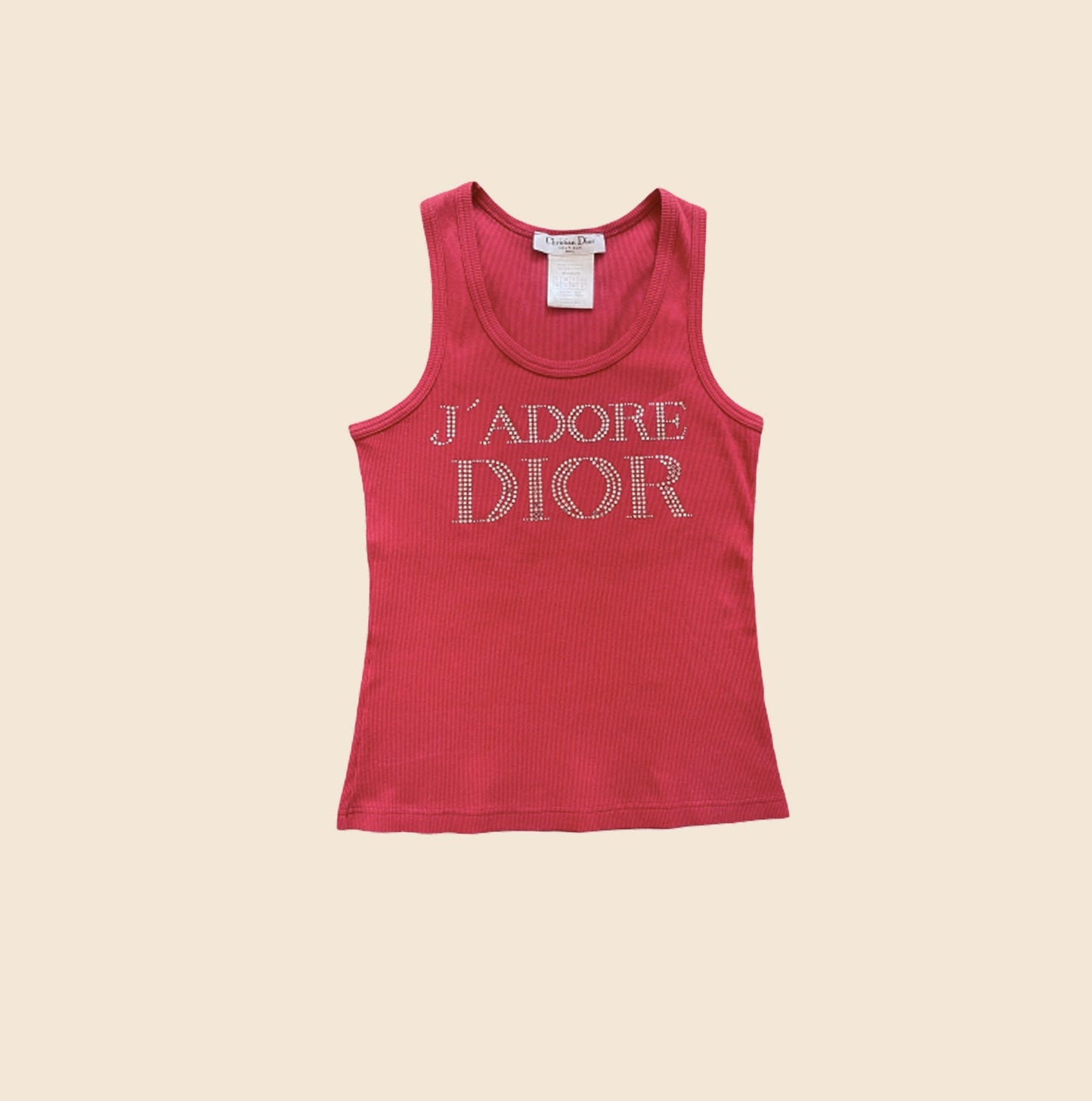 CHRISTIAN DIOR "J'ADORE DIOR" SWAROWSKI RIBBED TANK TOP