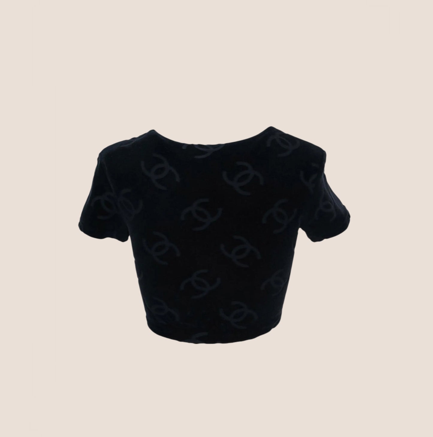 CHANEL 1996 CC LOGO CROPPED BLACK SHIRT
