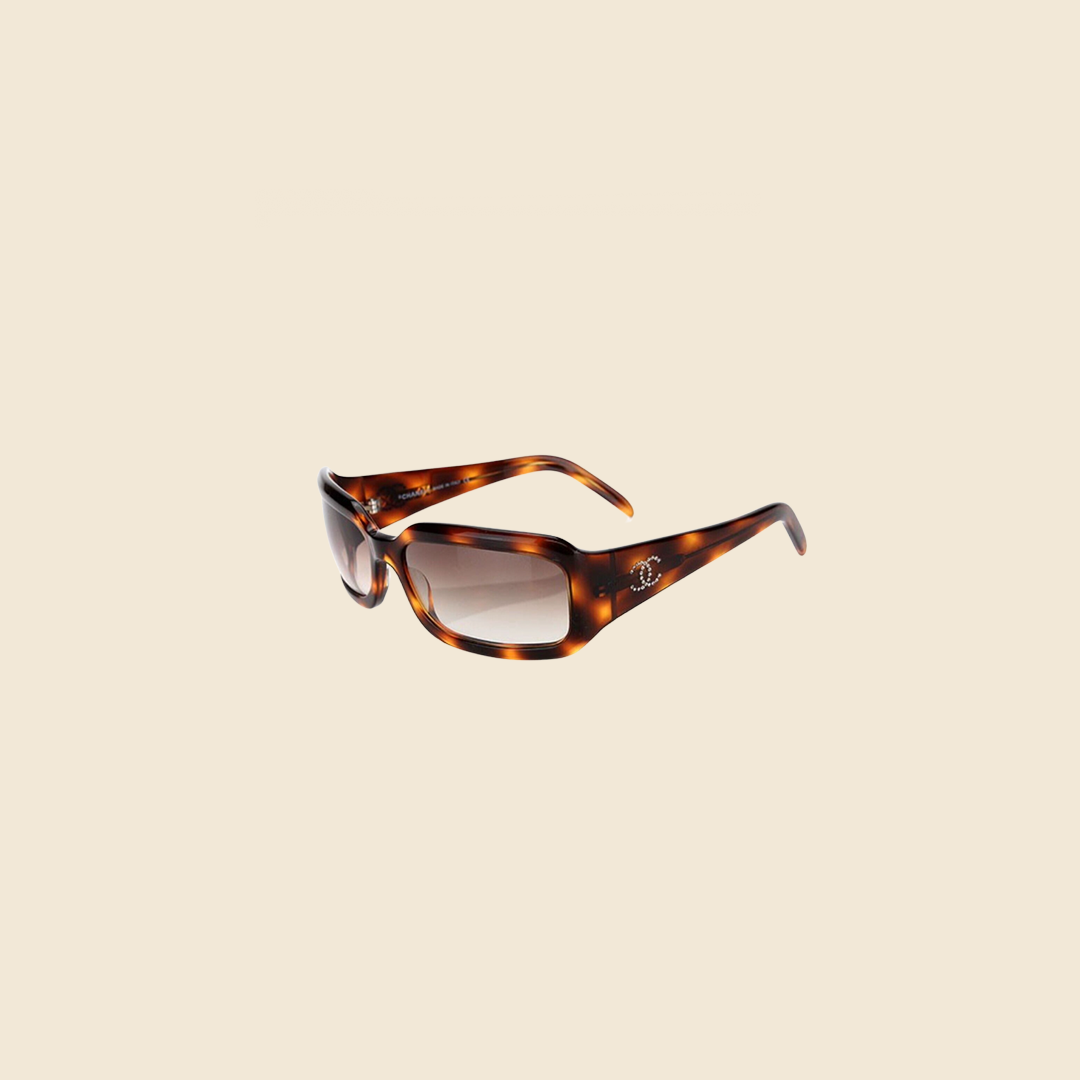 CHANEL 90s BROWN TORTOISE FRAME CC LOGO SUNGLASSES
