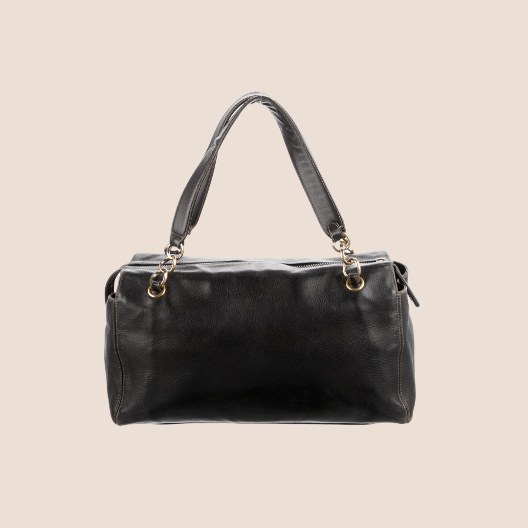 CHANEL BLACK TIMELESS CC ZIP TOTE BAG