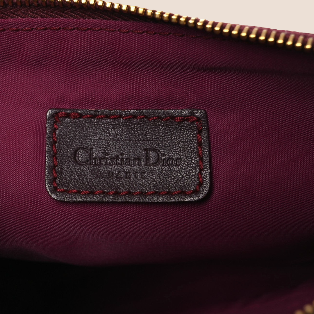 CHRISTIAN DIOR 2000 BURGUNDY TROTTER CANVAS MINI SADDLE BAG