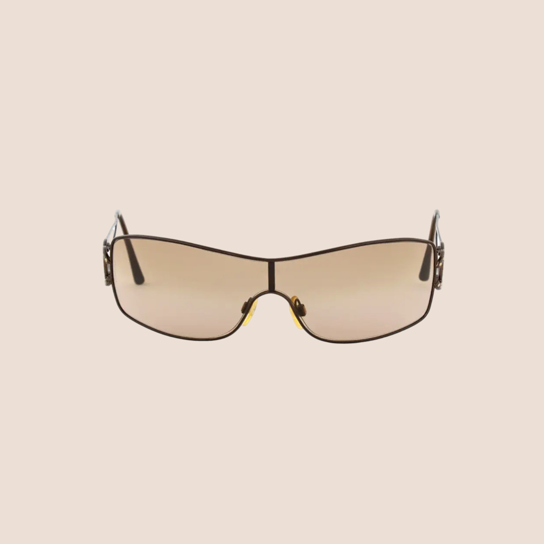 CHANEL 90s BROWN TINTED CRYSTAL CC LOGO SUNGLASSES – RDB