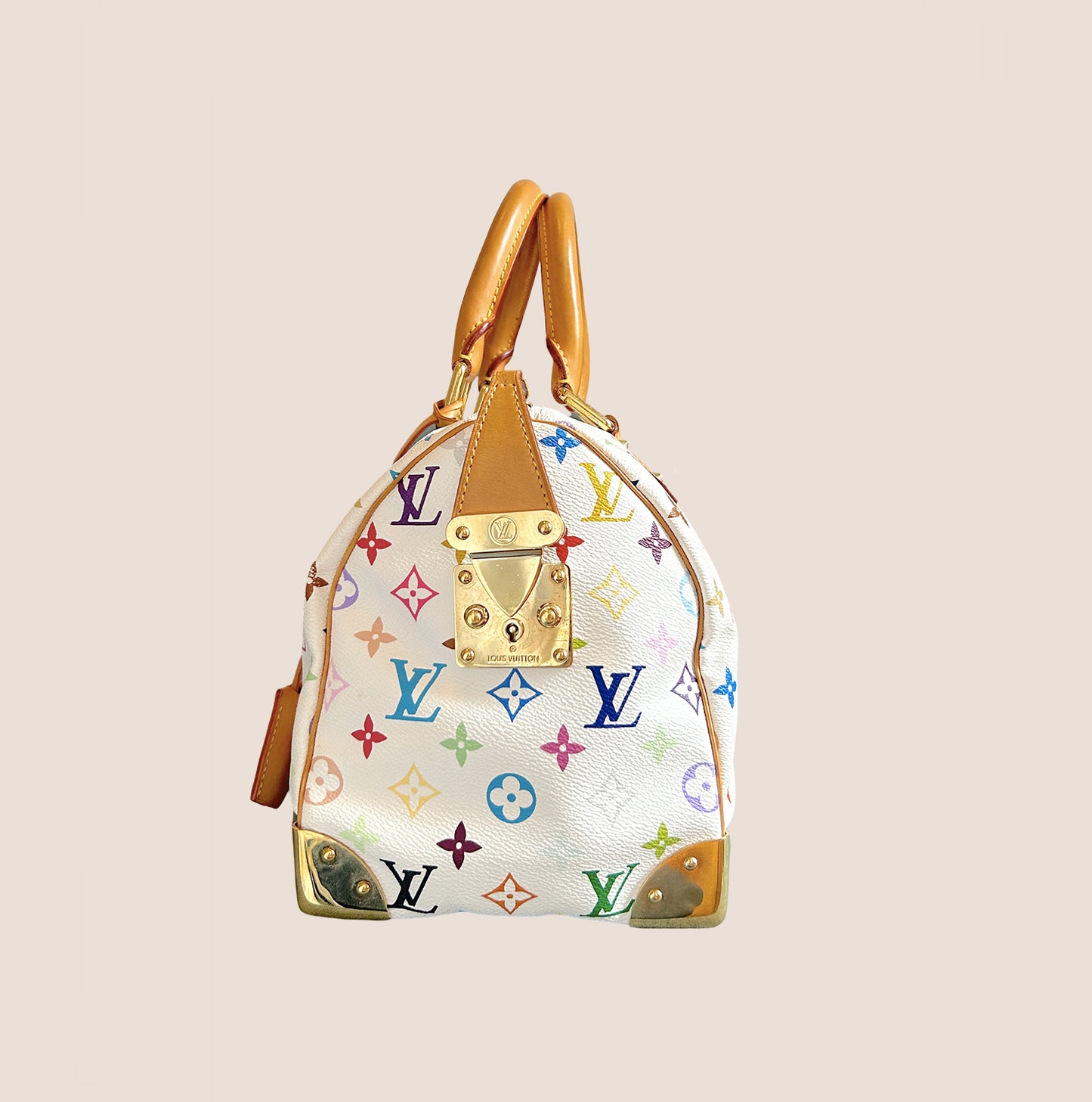 LOUIS VUITTON WHITE MULTICOLOR MONOGRAM SPEEDY 30 BAG