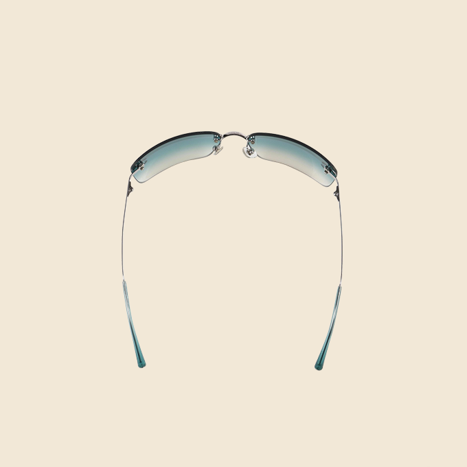 CHANEL 90s TEAL BLUE GRADIENT CC CRYSTAL RIMLESS SUNGLASSES